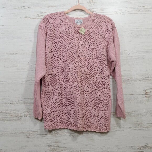 Vintage NWT A&M Collection Pink Crochet Sweater - Picture 4 of 4